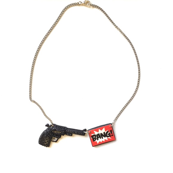 BNWT A Girl Is A Gun “Bang” Gun Necklace